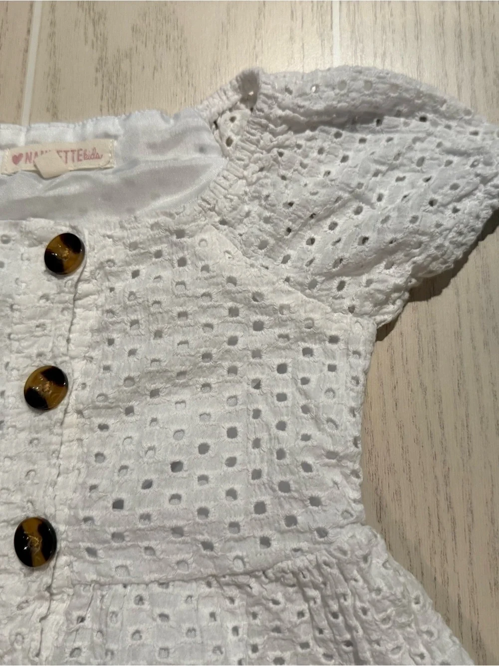 Nanette Kids Girls 5T White Eyelet Button‎ Front Dress
